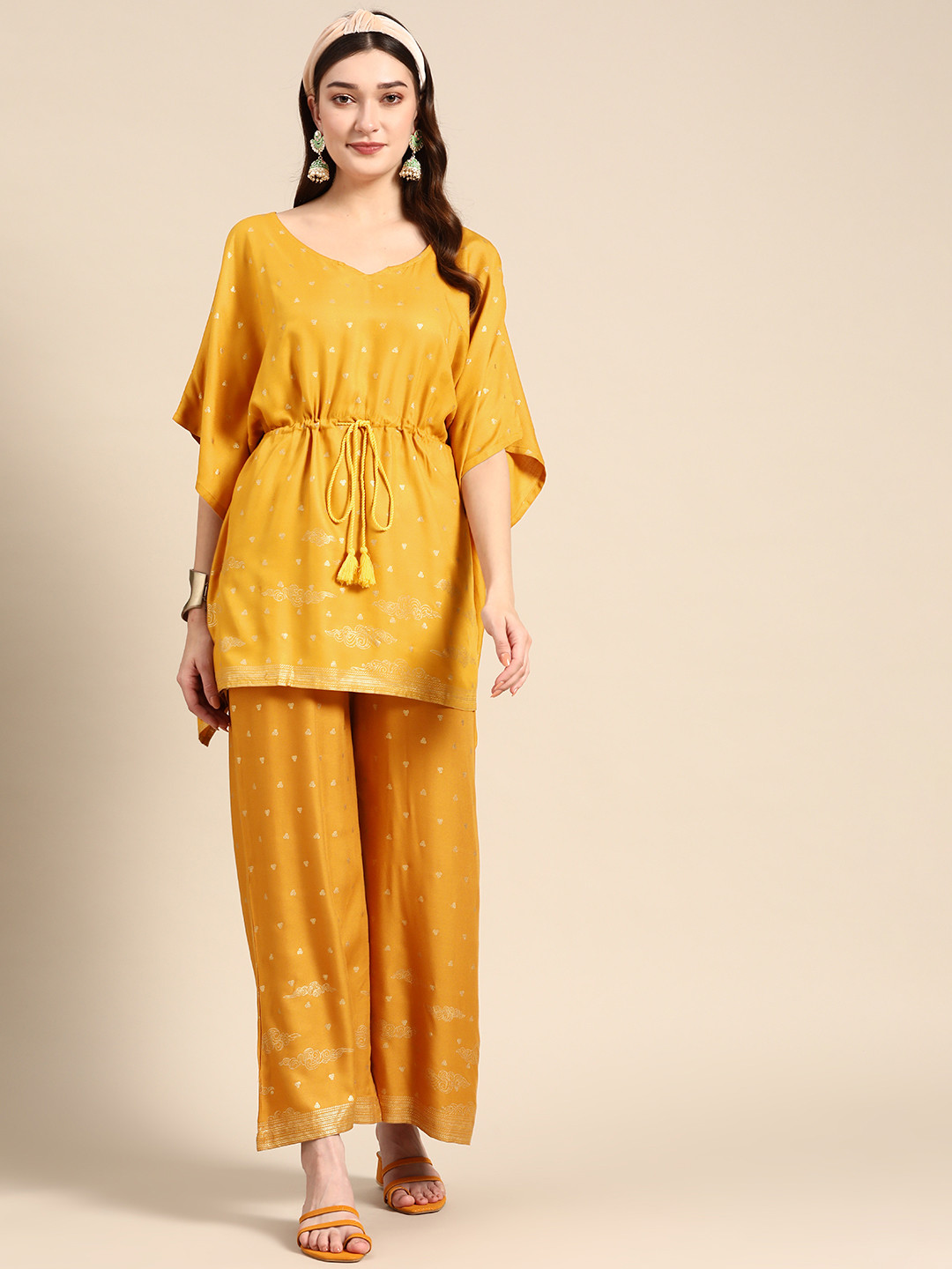 

Sangria Women Kurti with Palazzos, Mustard