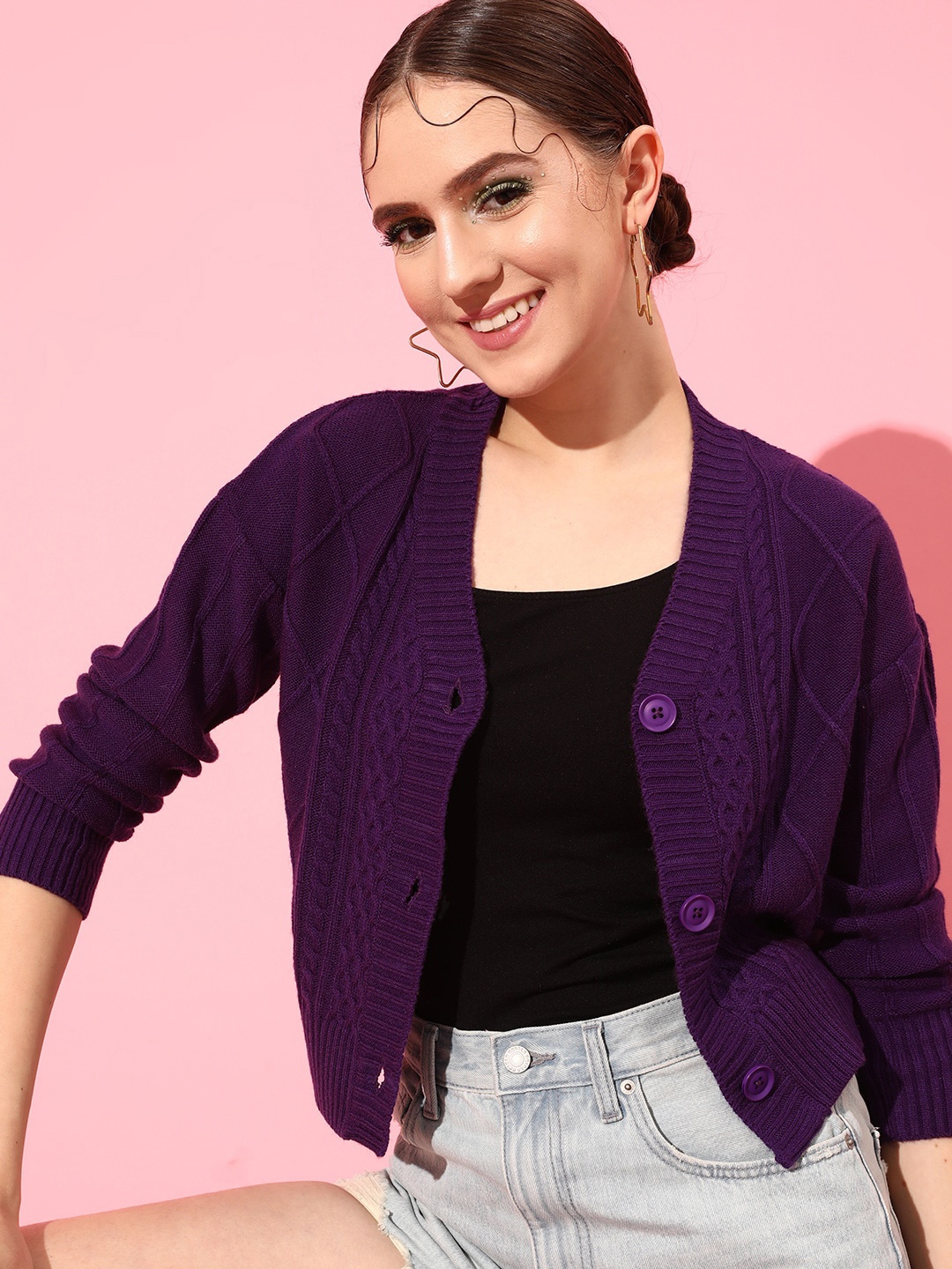 

STREET 9 Women Party Acrylic Crop Shrug, Purple