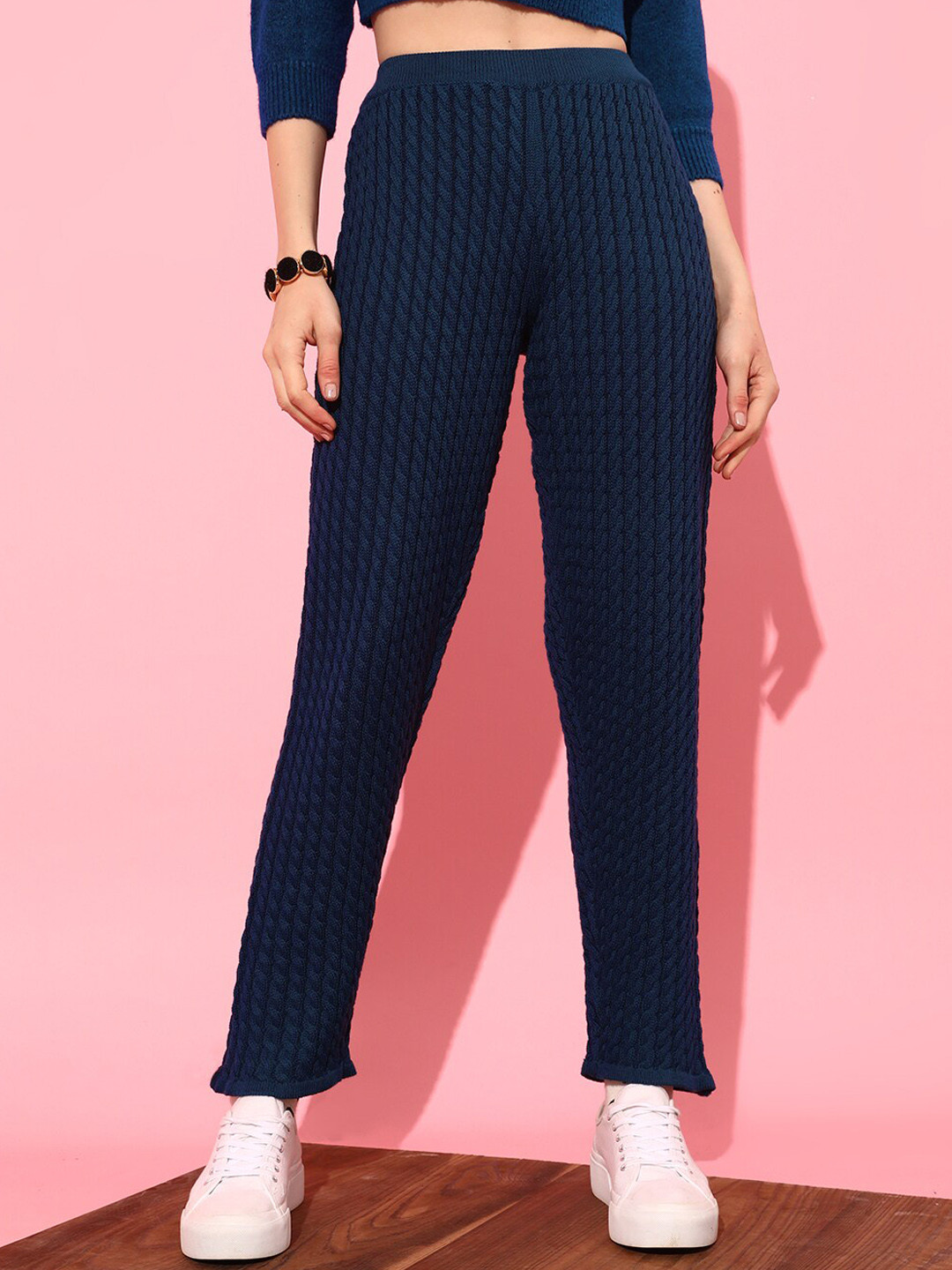 

STREET 9 Women Slim Fit Pleated Trousers, Blue