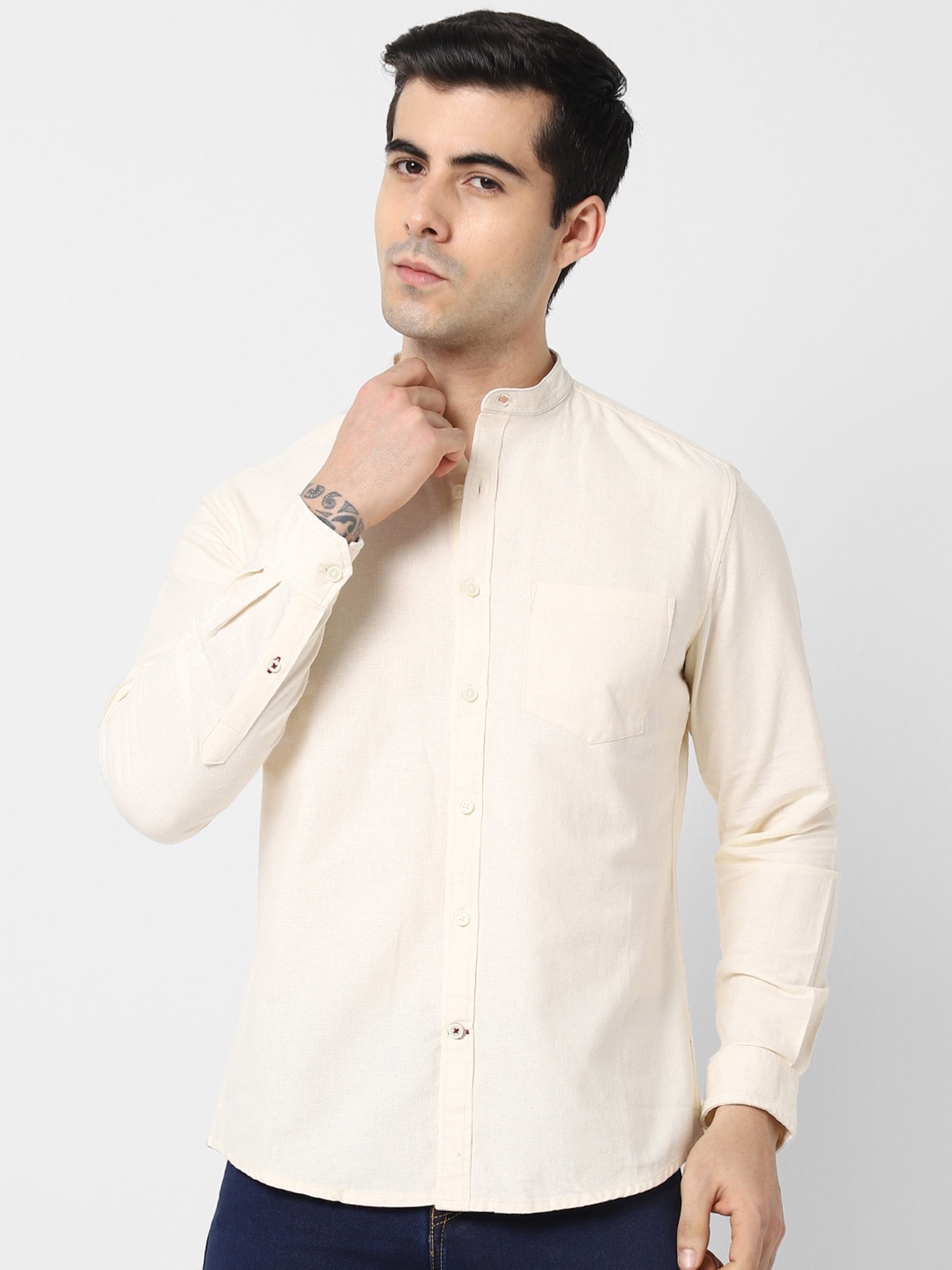 

VASTRADO Men Cotton Casual Shirt, Off white
