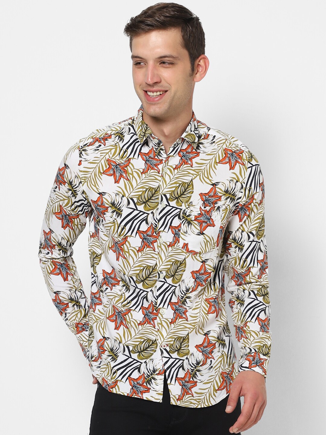 

VASTRADO Men Floral Printed Cotton Casual Shirt, White