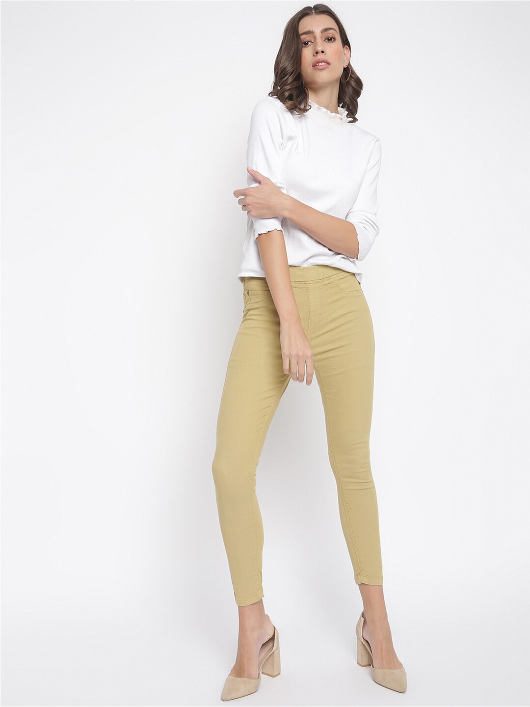

TALES & STORIES Women Skinny Fit Jeggings, Khaki