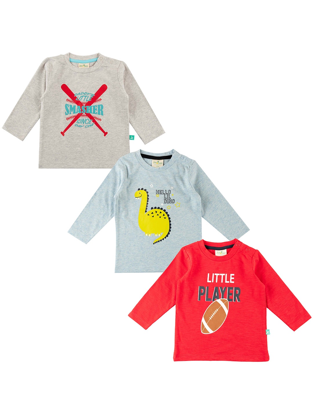 

JusCubs Pack Of 3 Printed Cotton T-shirt, Grey
