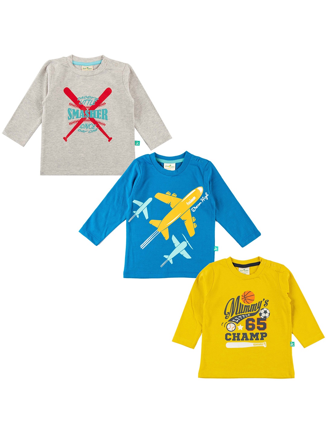 

JusCubs Pack Of 3 Printed Cotton T-shirt, Grey