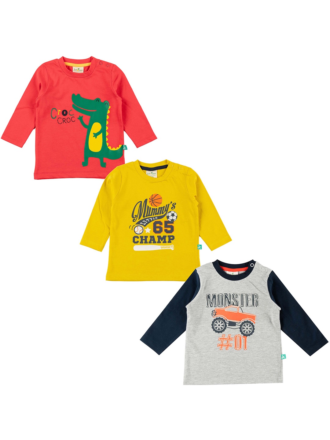

JusCubs Pack Of 3 Printed Cotton T-shirt, Orange