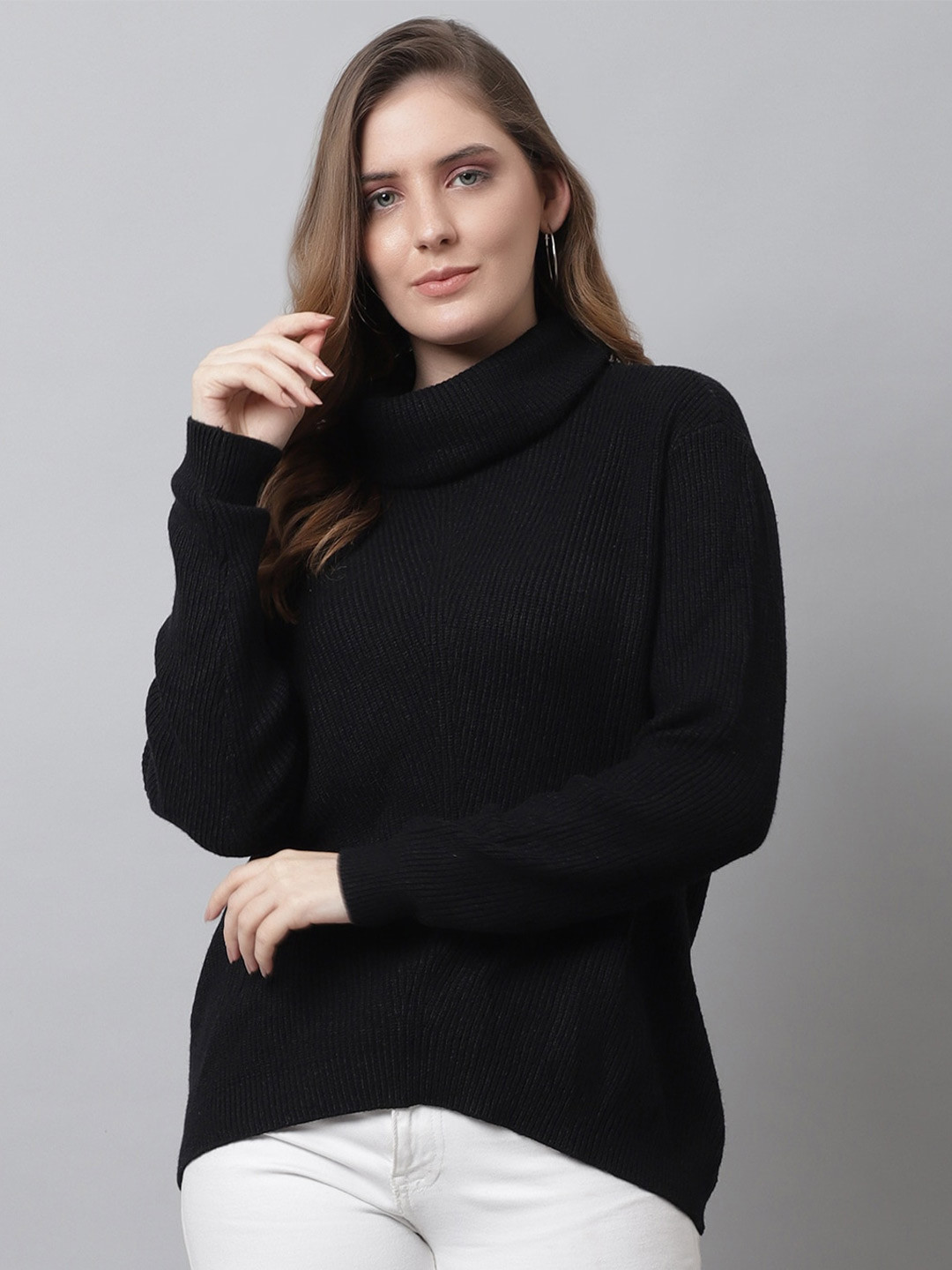 

NoBarr Women Acrylic Ribbed Pullover, Black