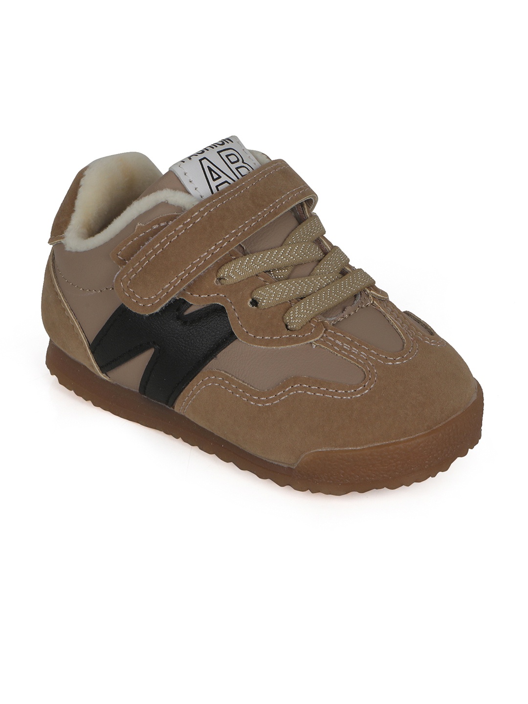 

FEETWELL SHOES Kids Colourblocked Synthetic Sneakers, Brown