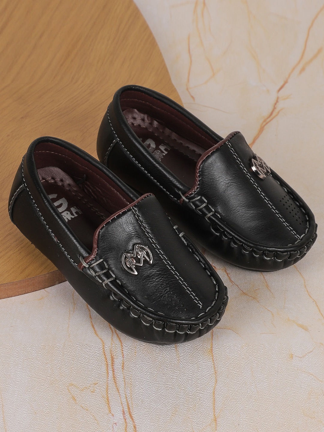 

FEETWELL SHOES Boys Slip-On Synthetic Loafers, Black