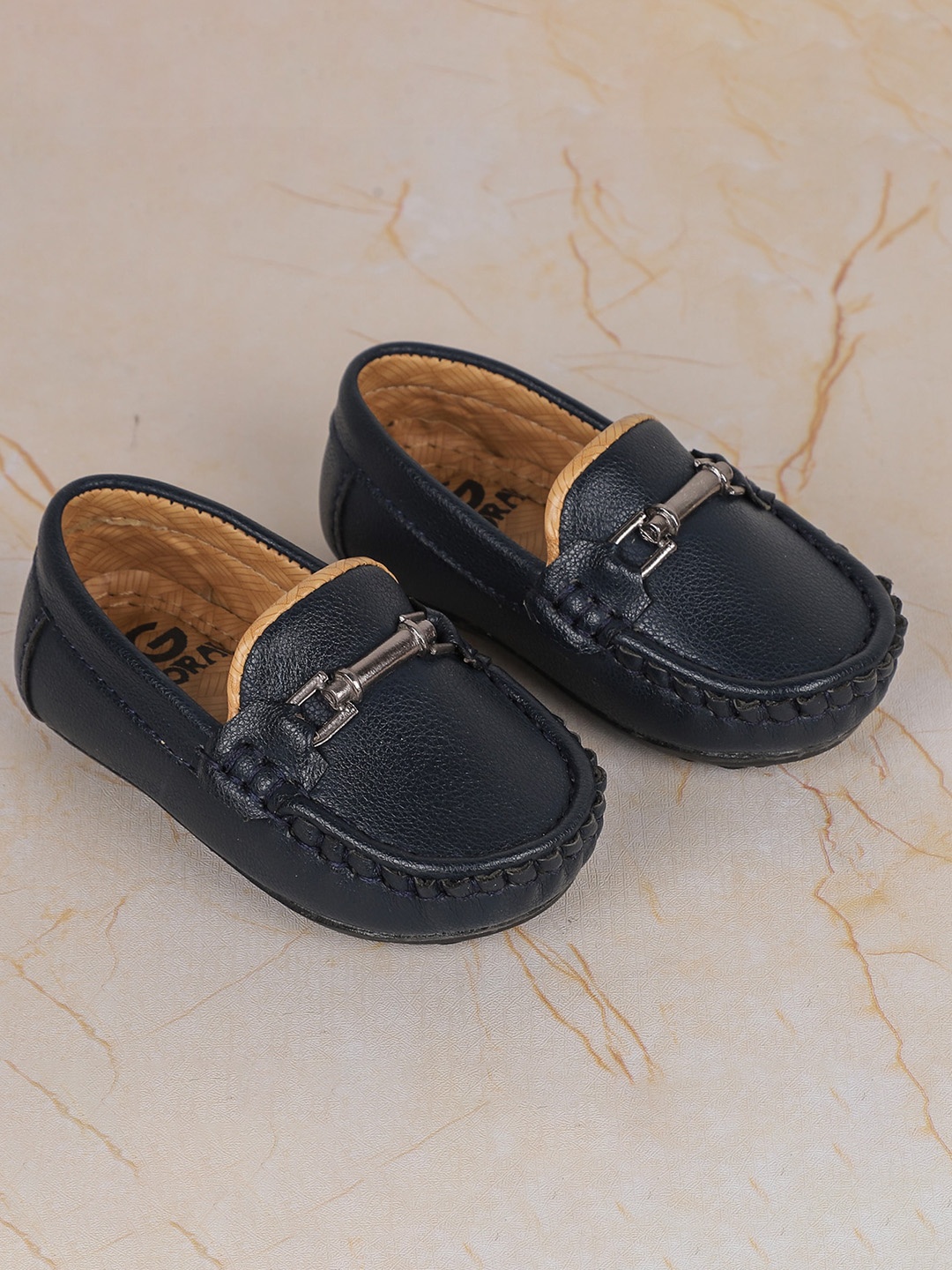 

FEETWELL SHOES Boys Textured Synthetic Loafers, Navy blue
