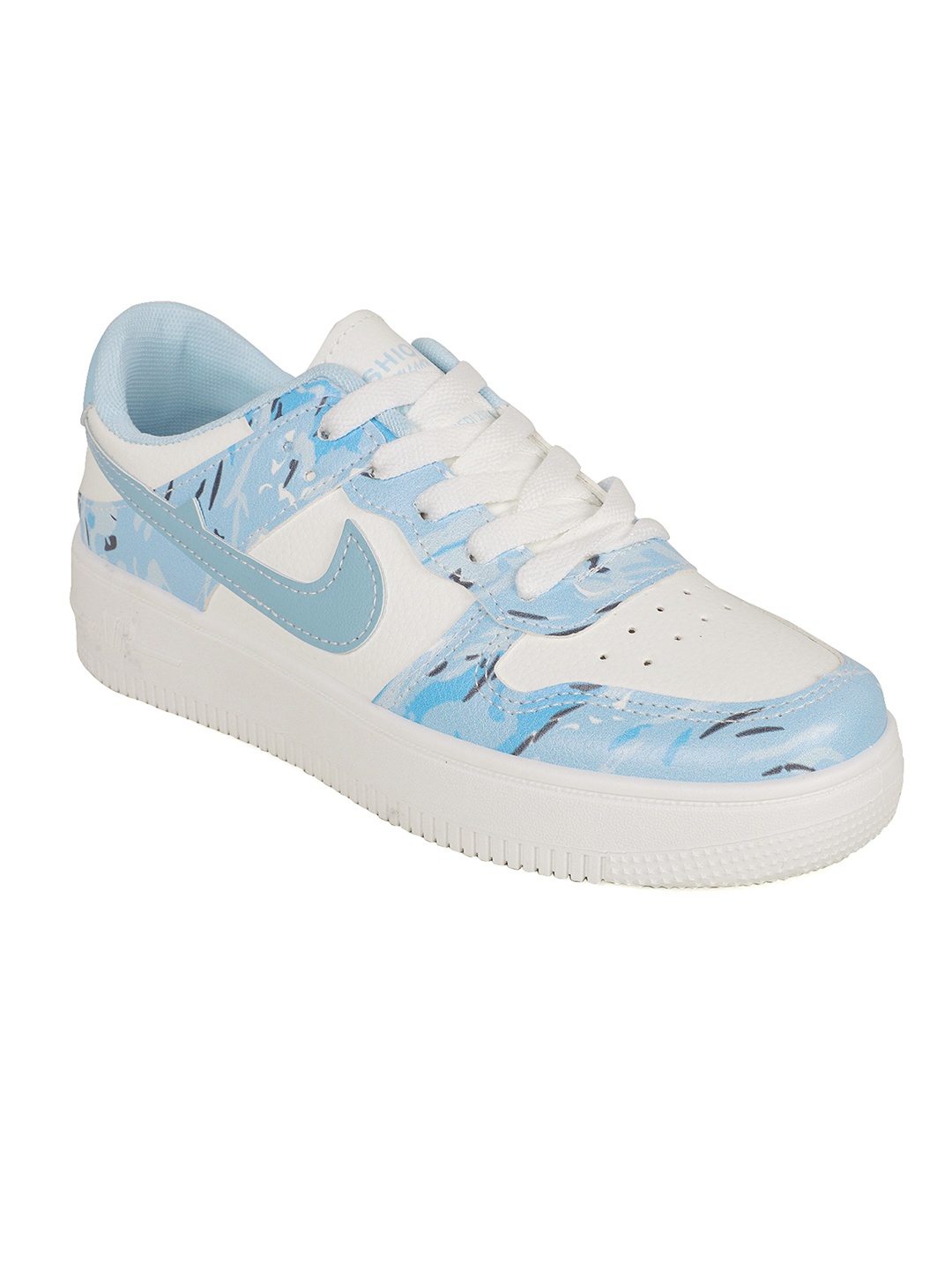 

FEETWELL SHOES Kids Colourblocked Synthetic Sneakers, Turquoise blue