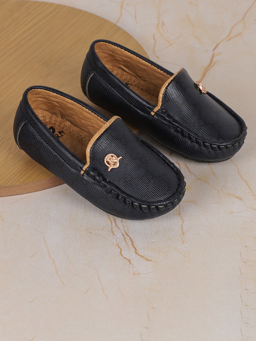 

FEETWELL SHOES Boys Textured Synthetic Loafers, Navy blue