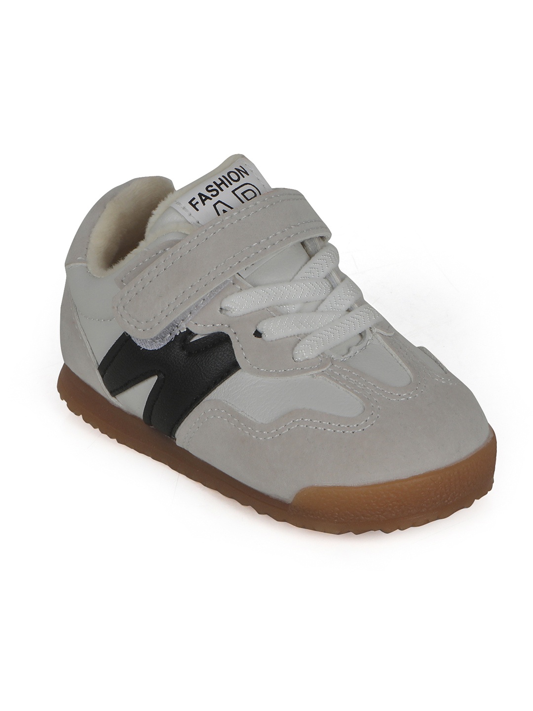 

FEETWELL SHOES Kids Colourblocked Synthetic Sneakers, Grey