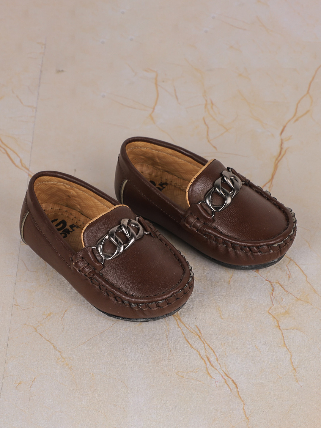 

FEETWELL SHOES Boys Perforations Loafers, Brown