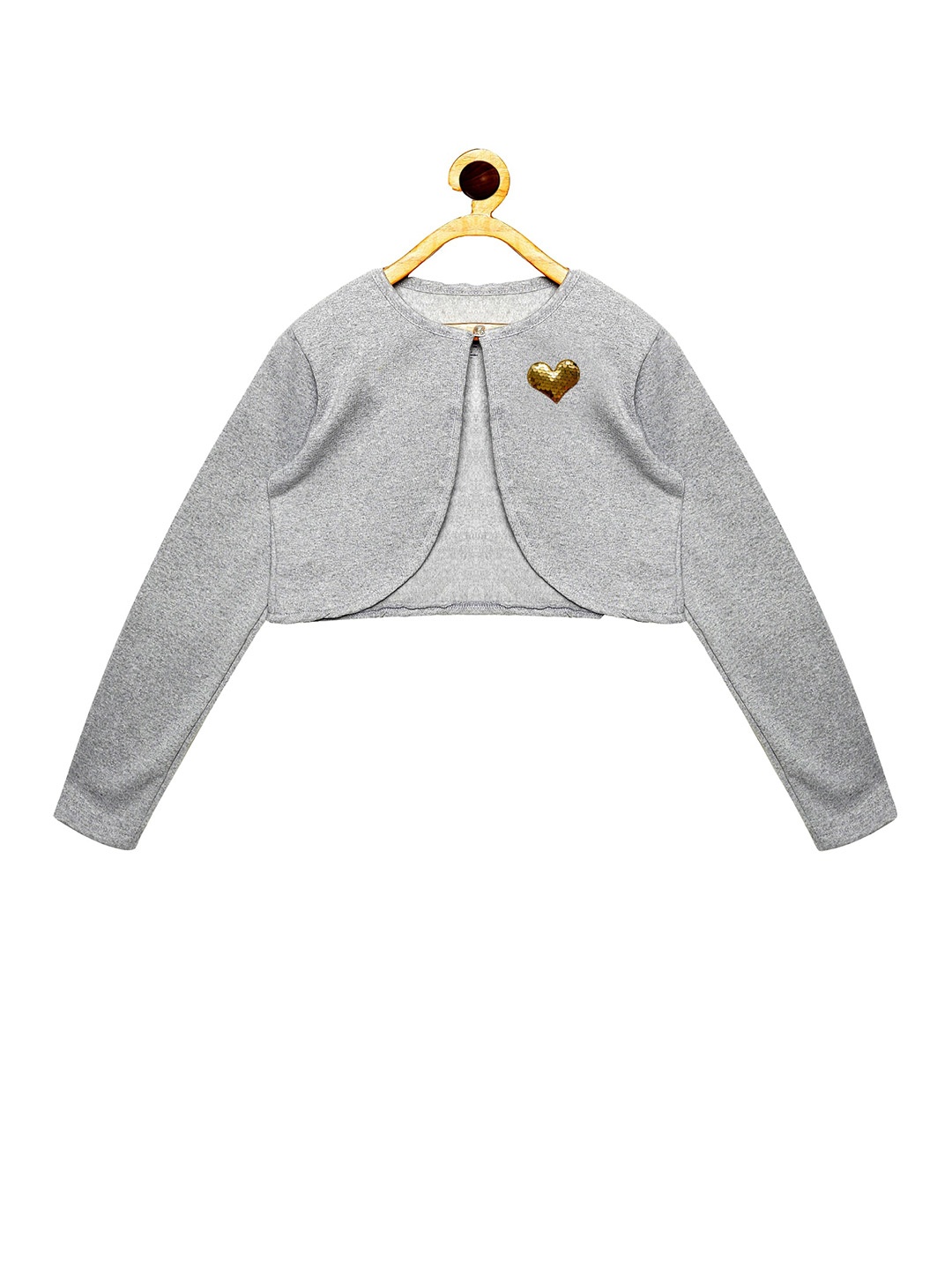 

KiddoPanti Girls Cotton Crop Shrug, Grey