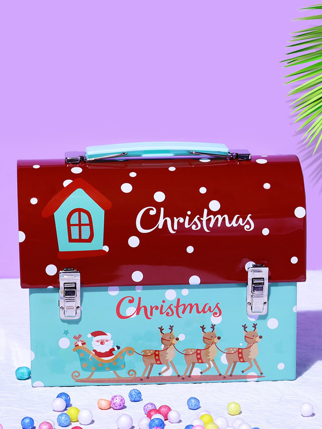 

A Vintage Affair- Home Decor Red Three Reindeers Trunk Box