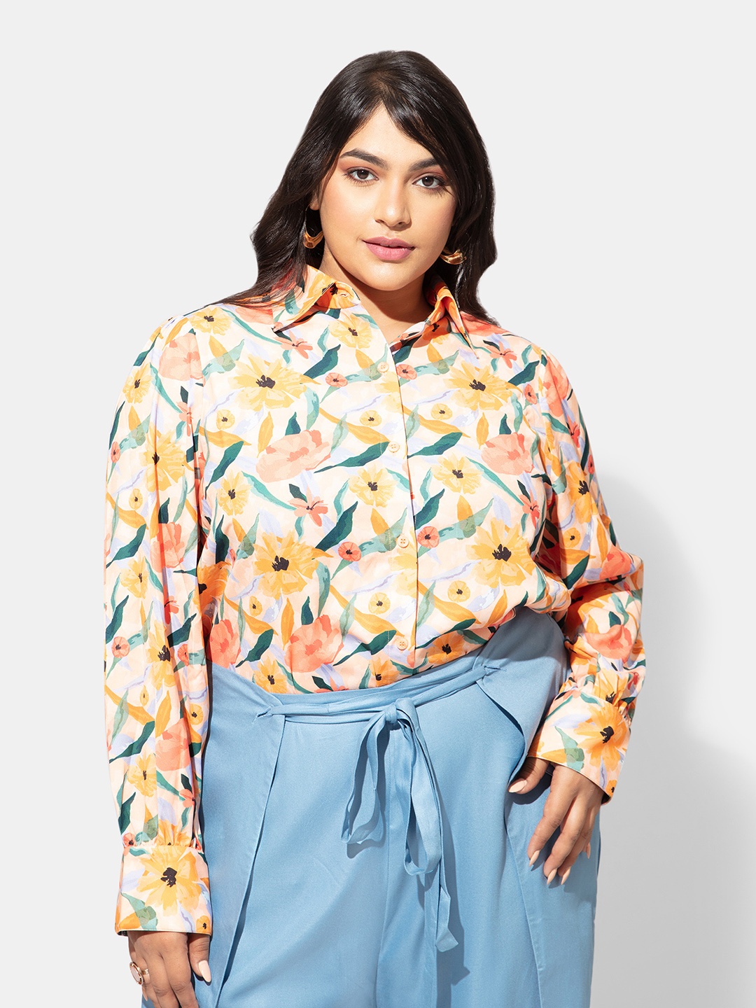 

20Dresses Women Plus Size Comfort Floral Printed Casual Shirt, White