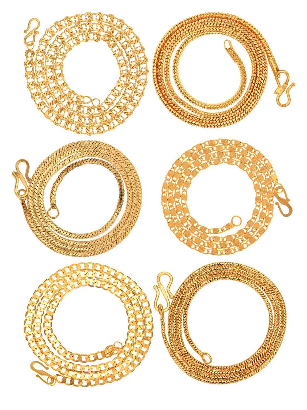 

AanyaCentric Pack Of 6 Brass Gold Plated Chain