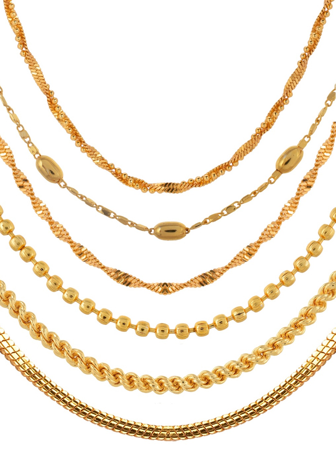 

AanyaCentric Pack Of 6 Brass Gold Plated Chain