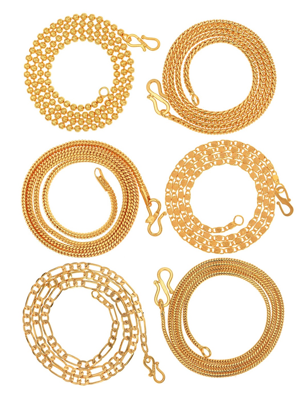 

AanyaCentric Pack Of 6 Brass Gold Plated Chain