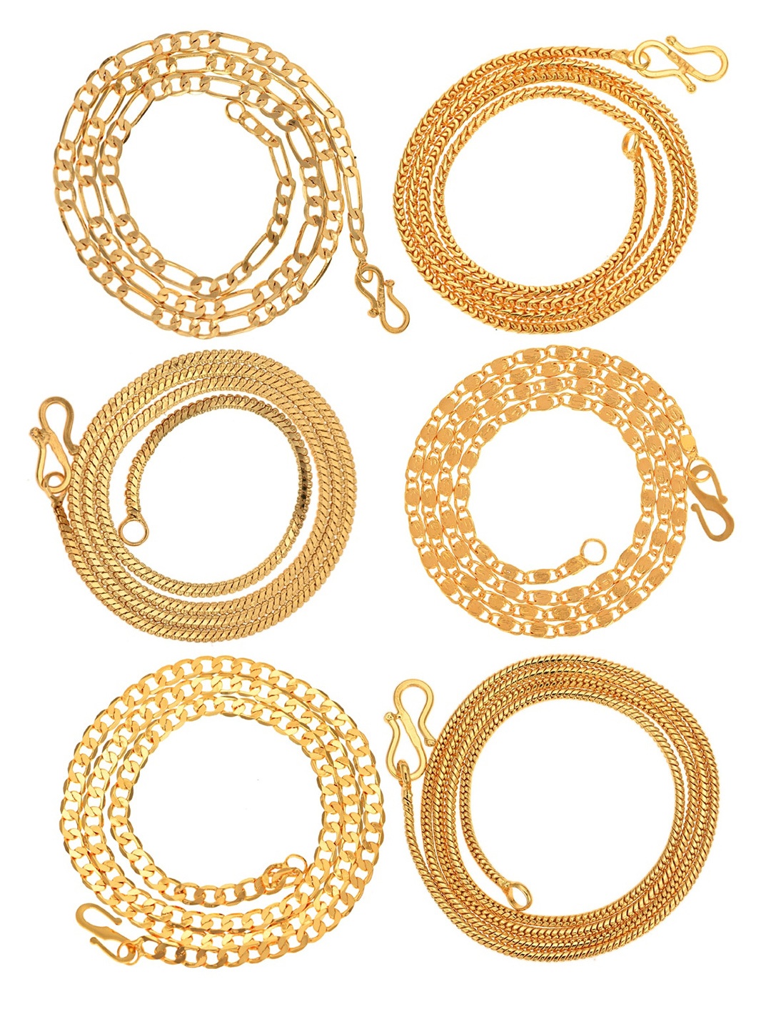 

AanyaCentric Pack Of 6 Brass Gold Plated Chain