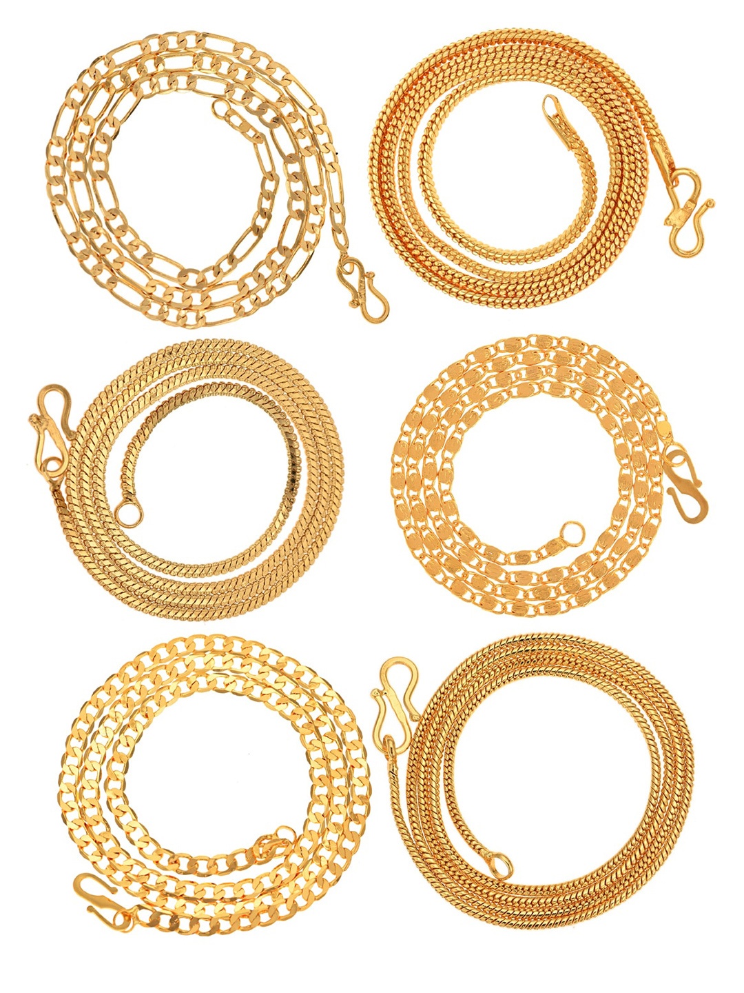 

AanyaCentric Pack Of 6 Brass Gold Plated Chain