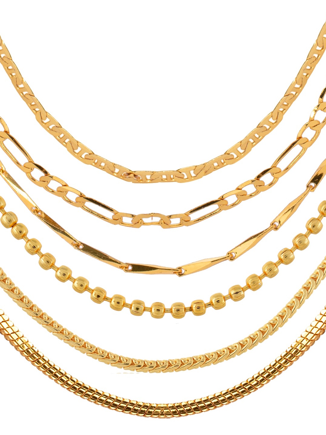 

AanyaCentric Pack Of 6 Brass Gold Plated Chain