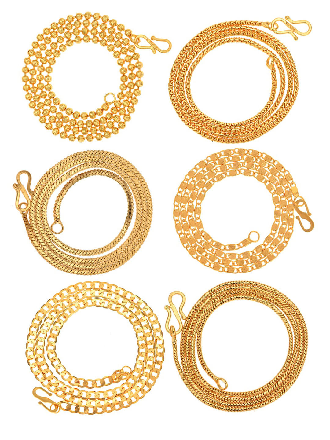 

AanyaCentric Pack Of 6 Brass Gold Plated Chain