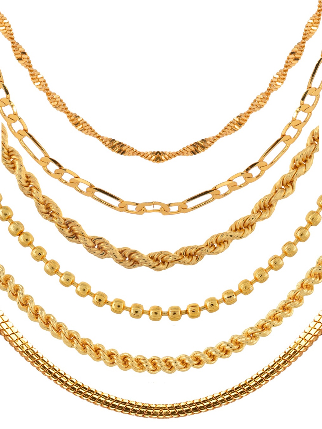 

AanyaCentric Pack Of 6 Brass Gold Plated Chain