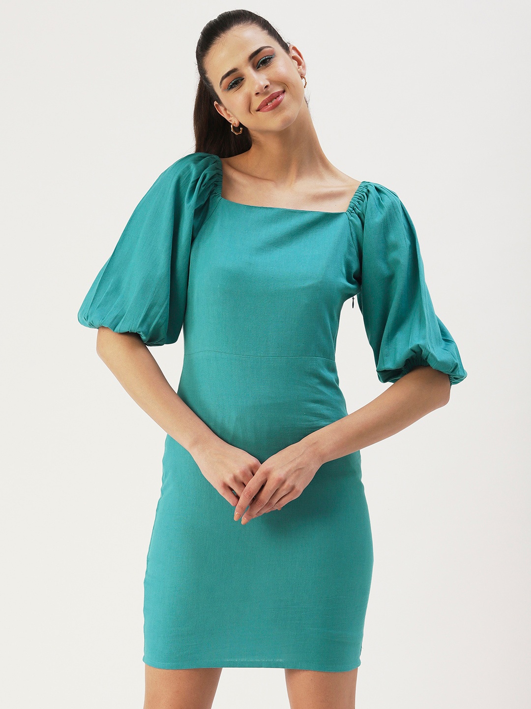 

DressBerry Puff Sleeveless Sheath Dress, Blue