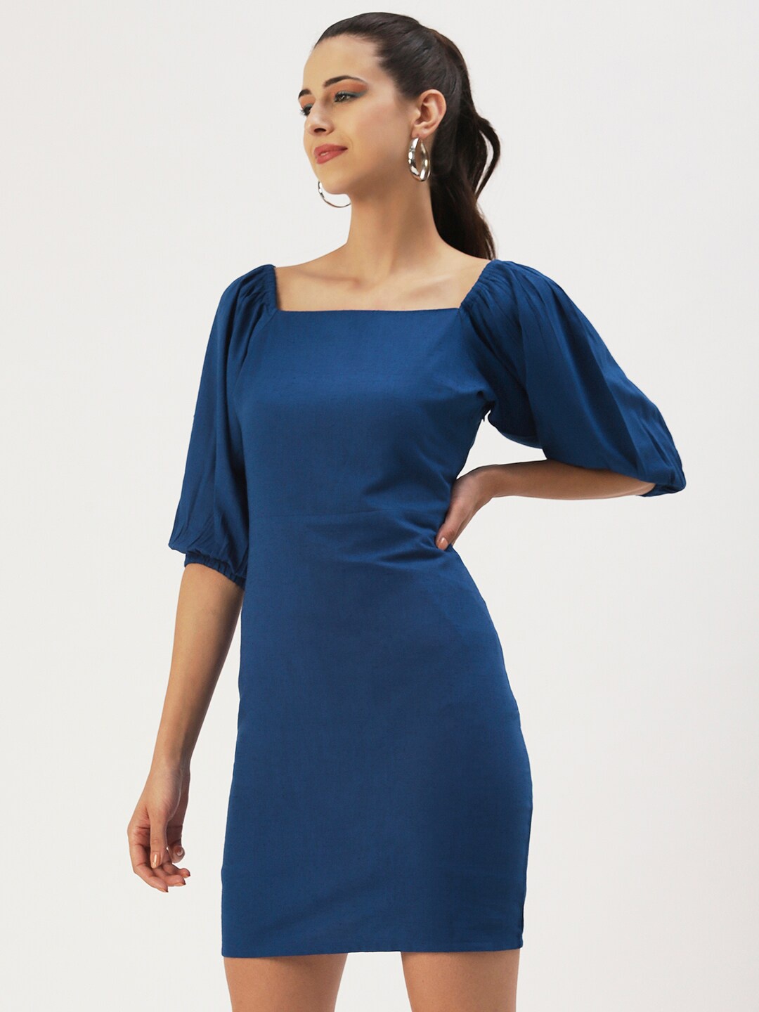 

DressBerry Puff Sleeveless Sheath Dress, Blue