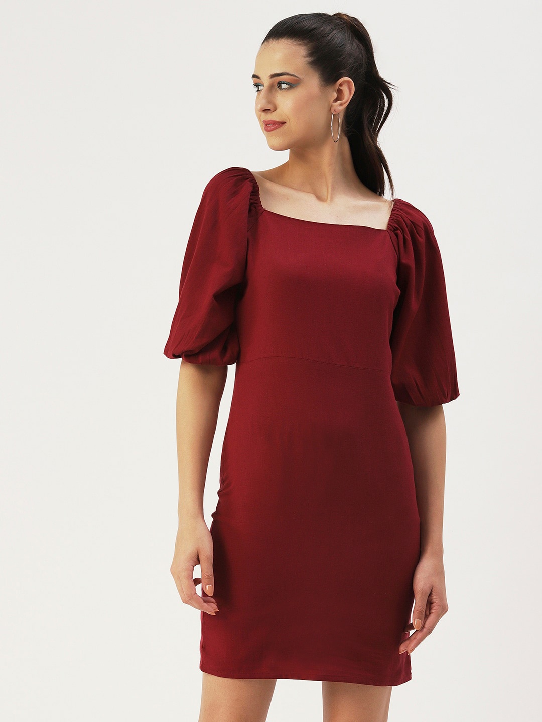 

DressBerry Solid Bodycon Dress, Maroon