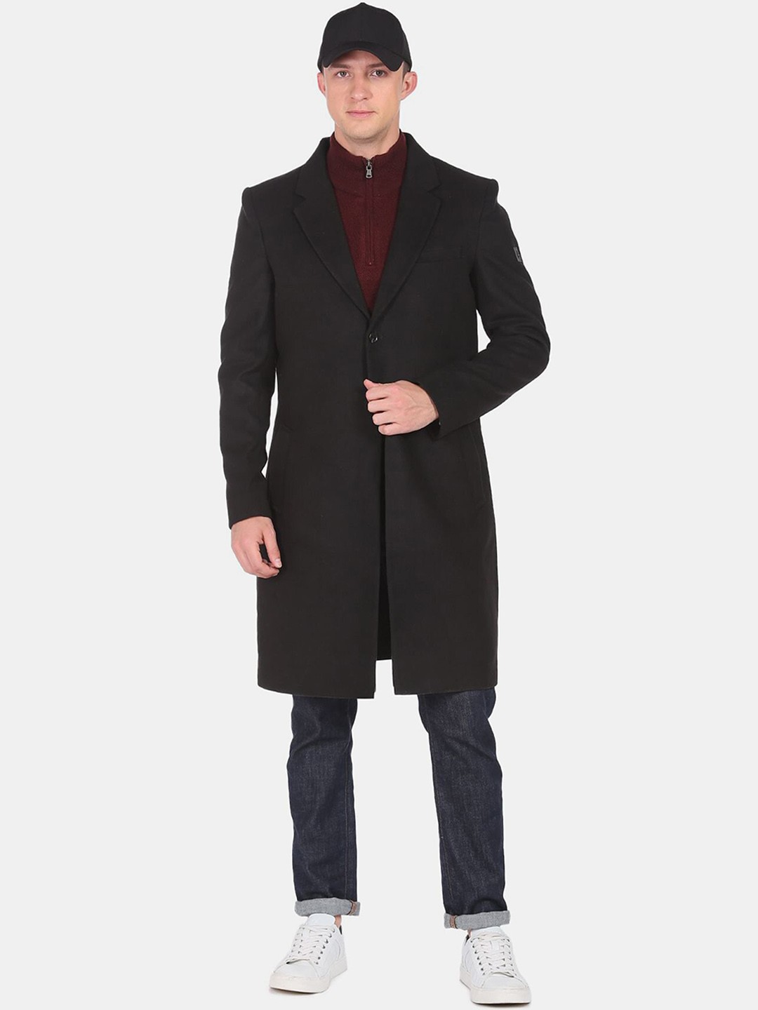 

Arrow Sport Men Knee Length Trench Coat, Black
