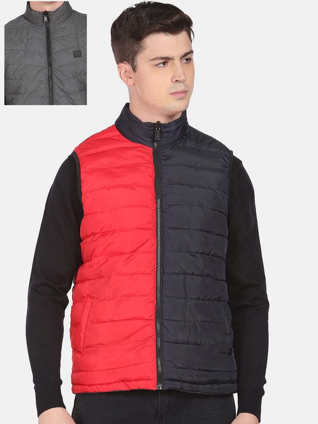 

Arrow Sport Men Grey Checked Padded Jacket