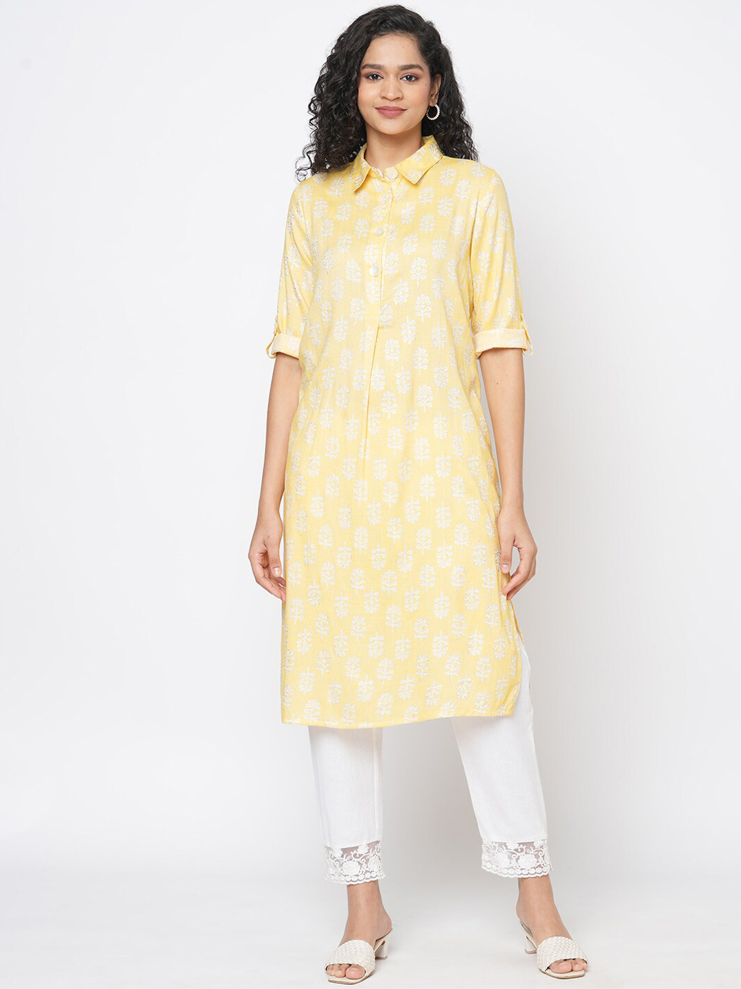

Fusion Beats Women Ethnic Motifs Printed Kurta, Yellow