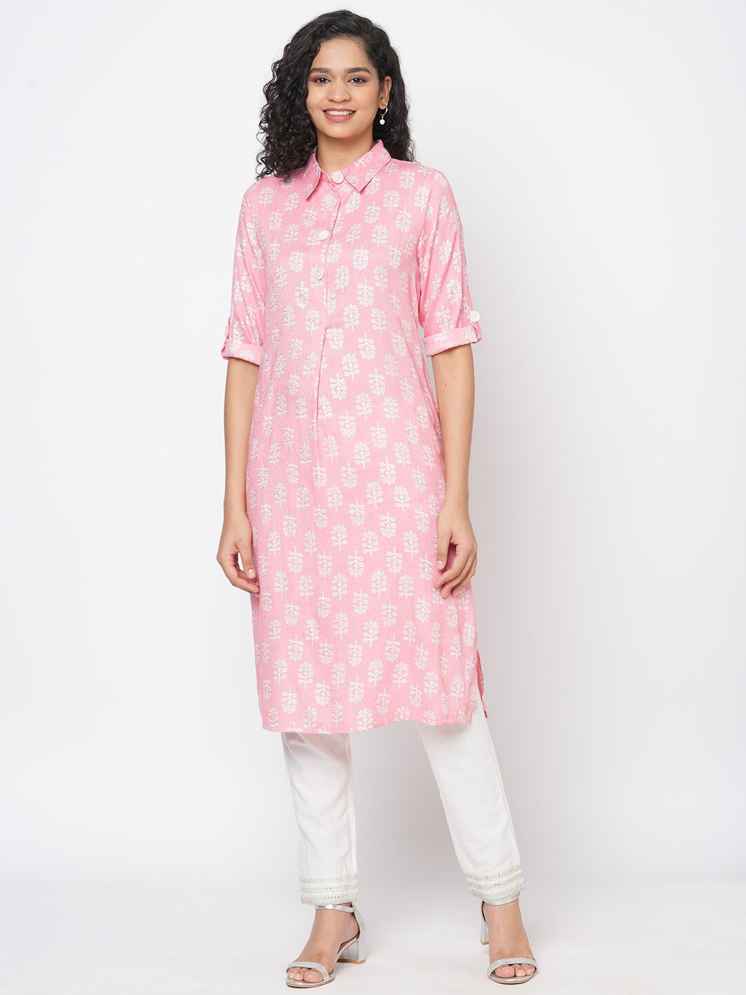 

Fusion Beats Women Ethnic Motifs Printed Kurta, Pink