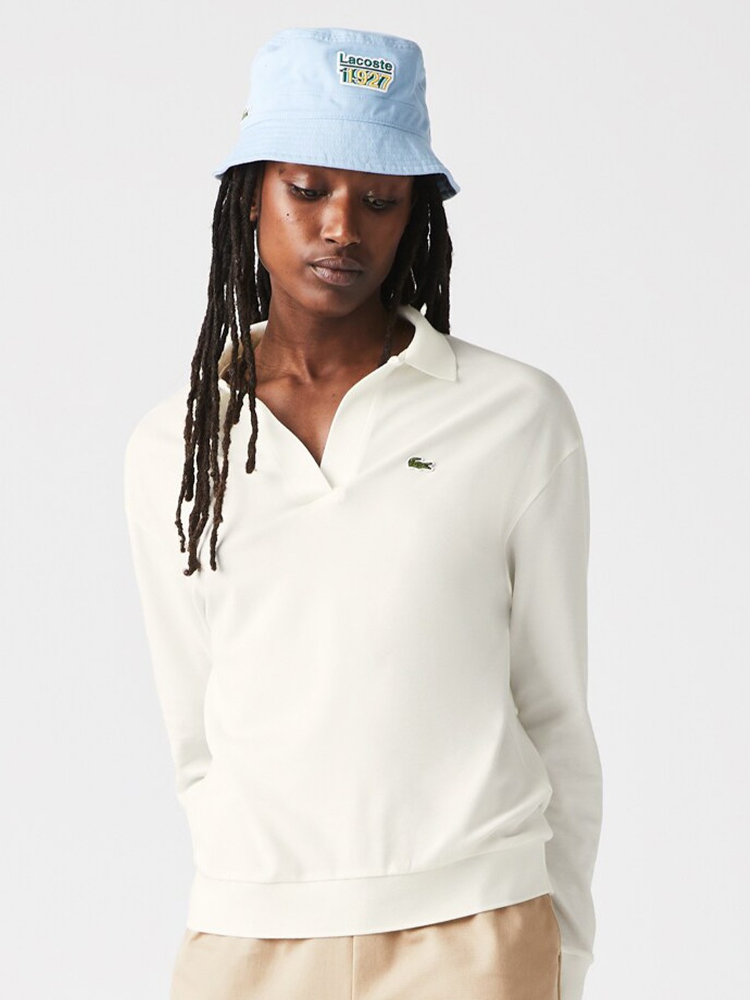 

Lacoste Women Polo Collar Oversized T-shirt, White