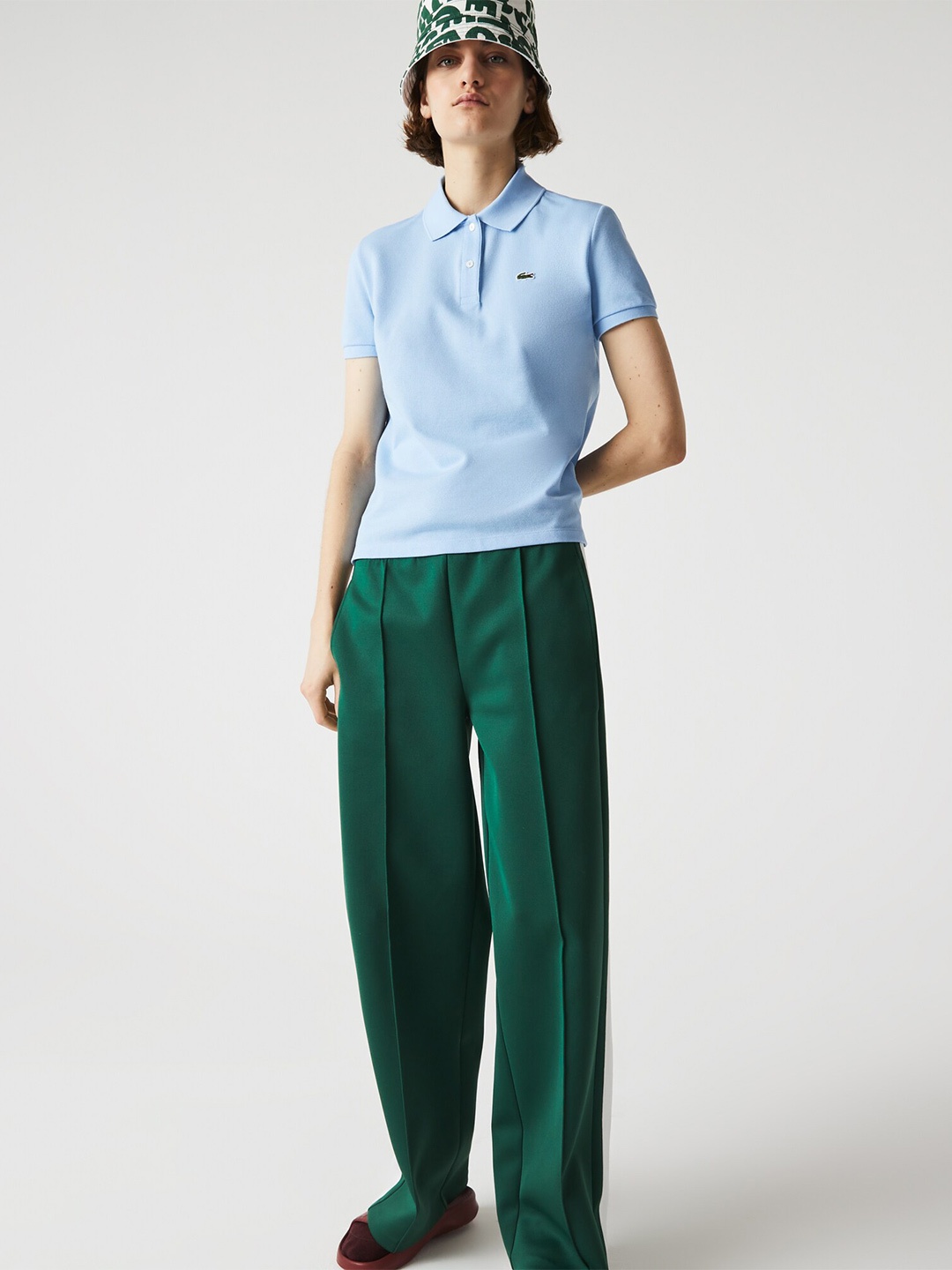 

Lacoste Women Cotton Solid Polo Collar T-shirt, Blue