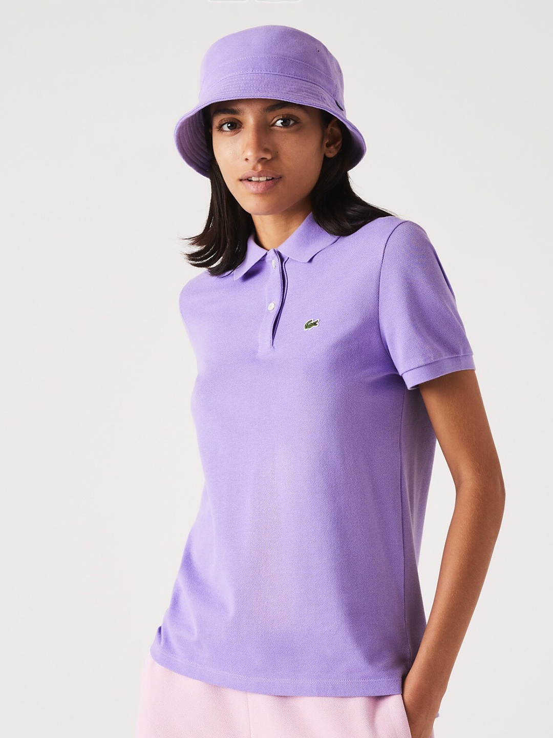 

Lacoste Women Cotton Polo Collar T-shirt, Purple