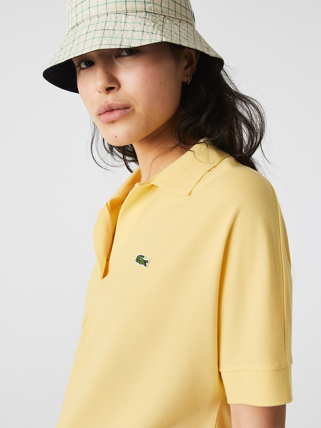 

Lacoste Women Yellow Polo Collar Loose T-shirt