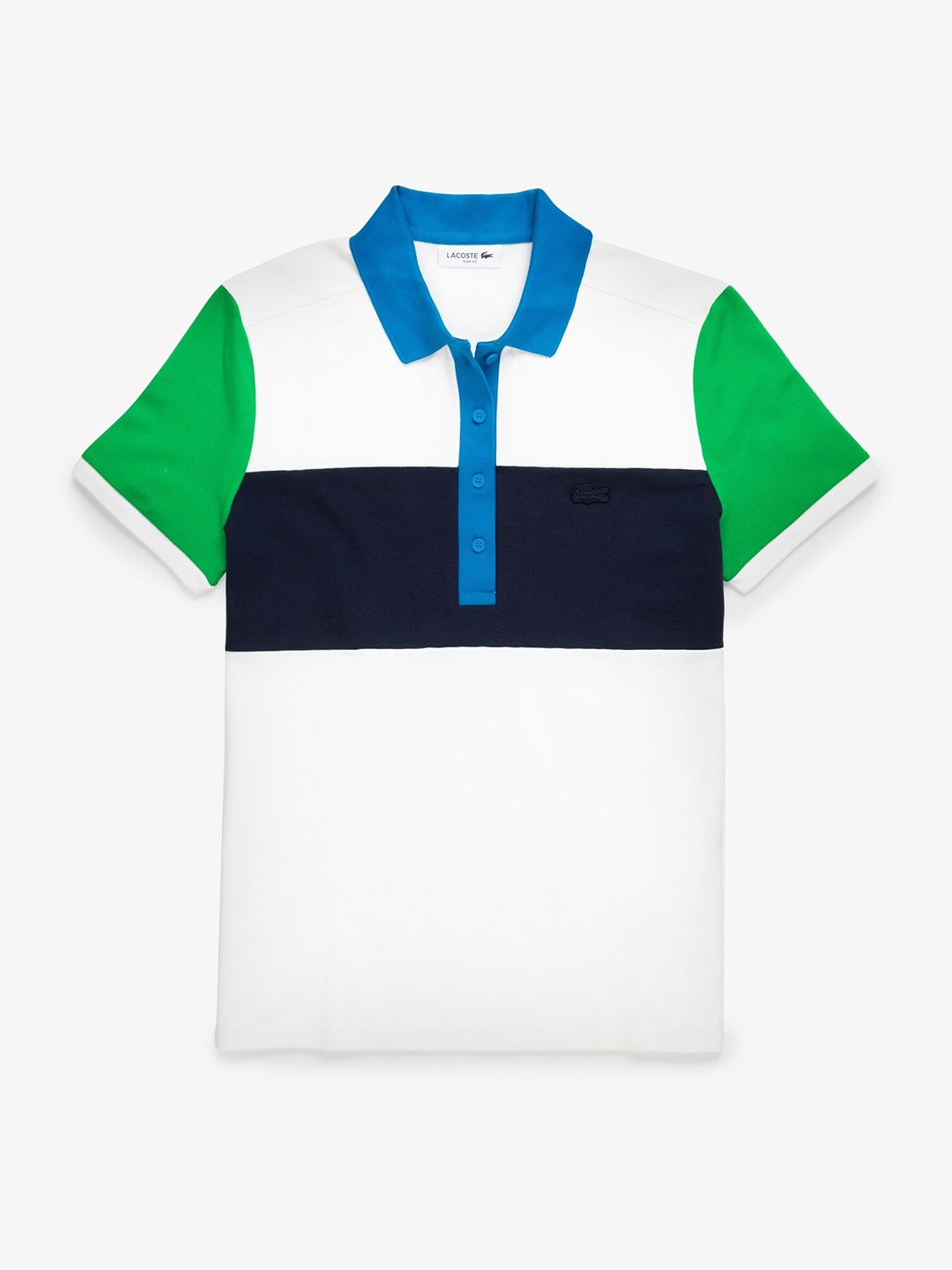 

Lacoste Women Cotton Colourblocked Polo Collar Slim Fit T-shirt, White
