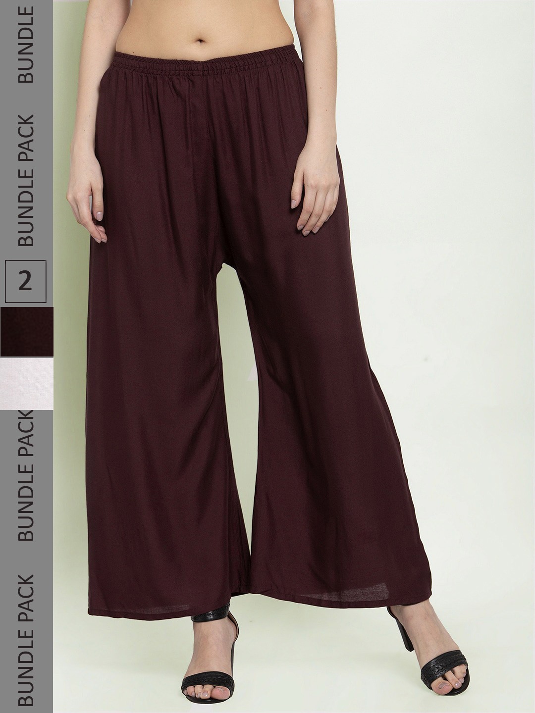 

borse lele Women Pack of 2 Palazzos, Maroon