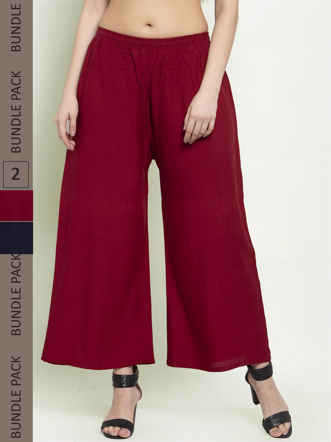

borse lele Women Pack of 2 Palazzos, Navy blue