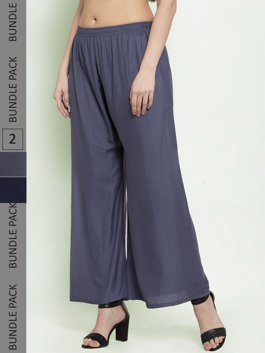 

borse lele Women Pack of 2 Palazzos, Grey