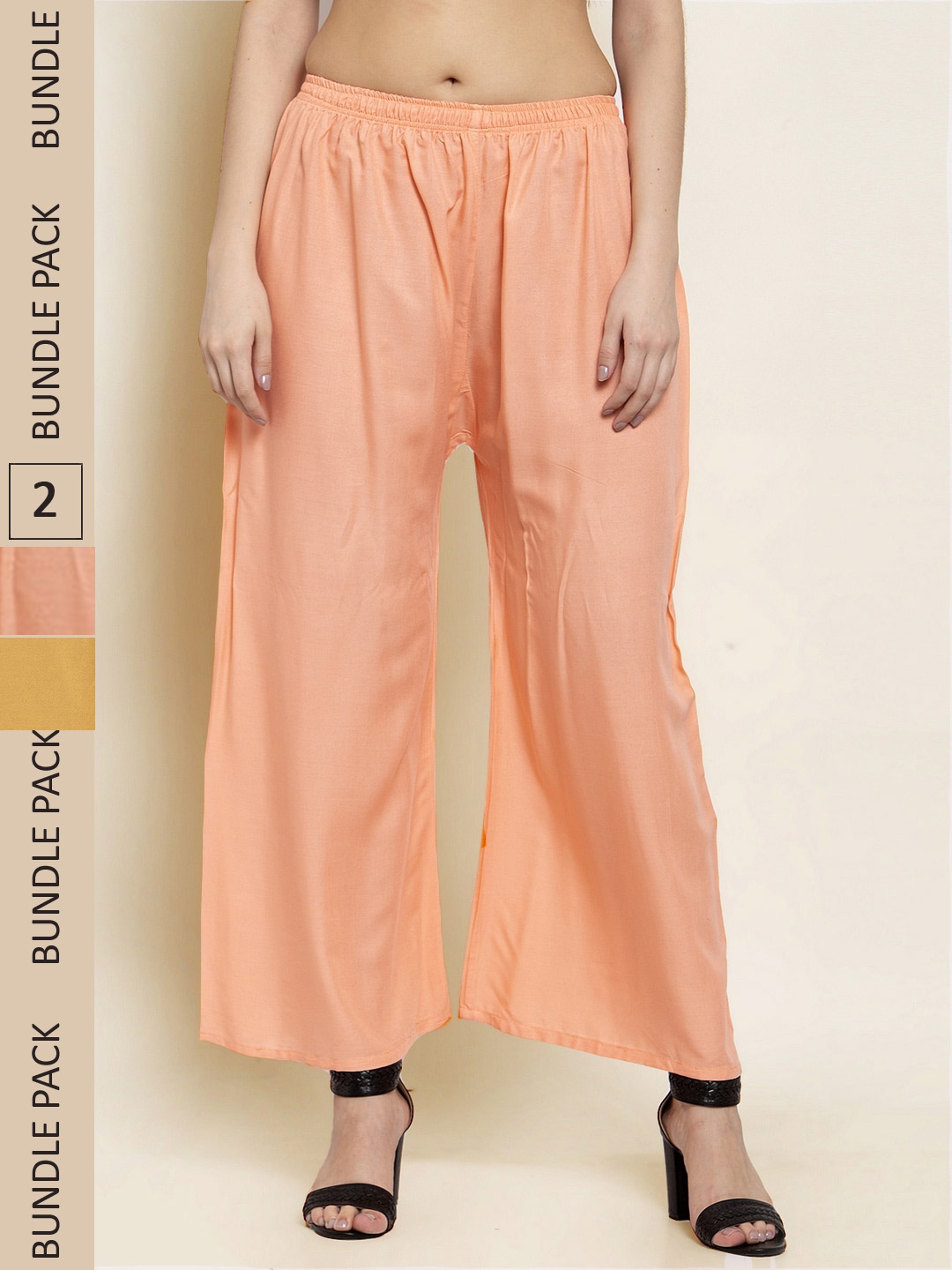 

borse lele Women Pack of 2 Palazzos, Peach