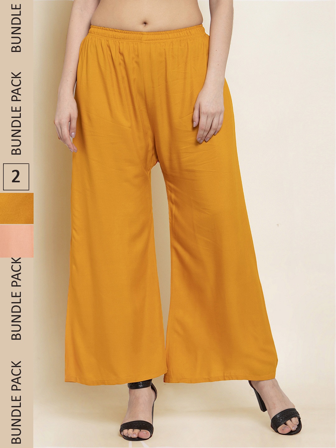 

borse lele Women Pack of 2 Palazzos, Yellow