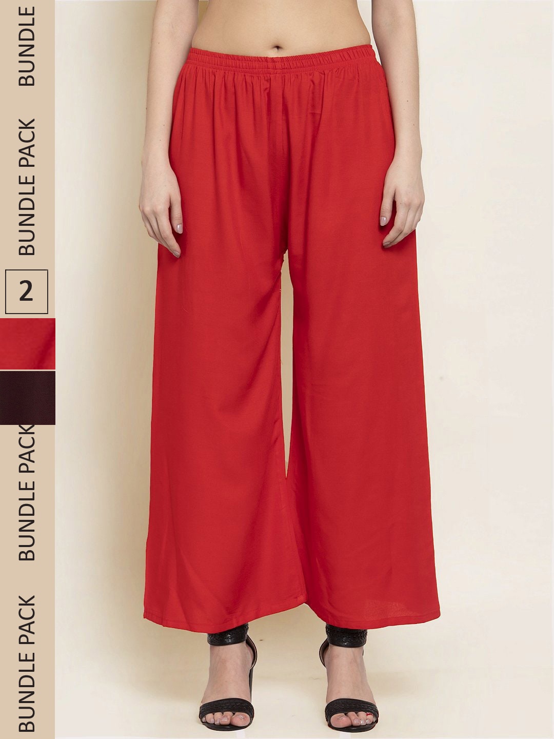

borse lele Women Pack of 2 Palazzos, Red