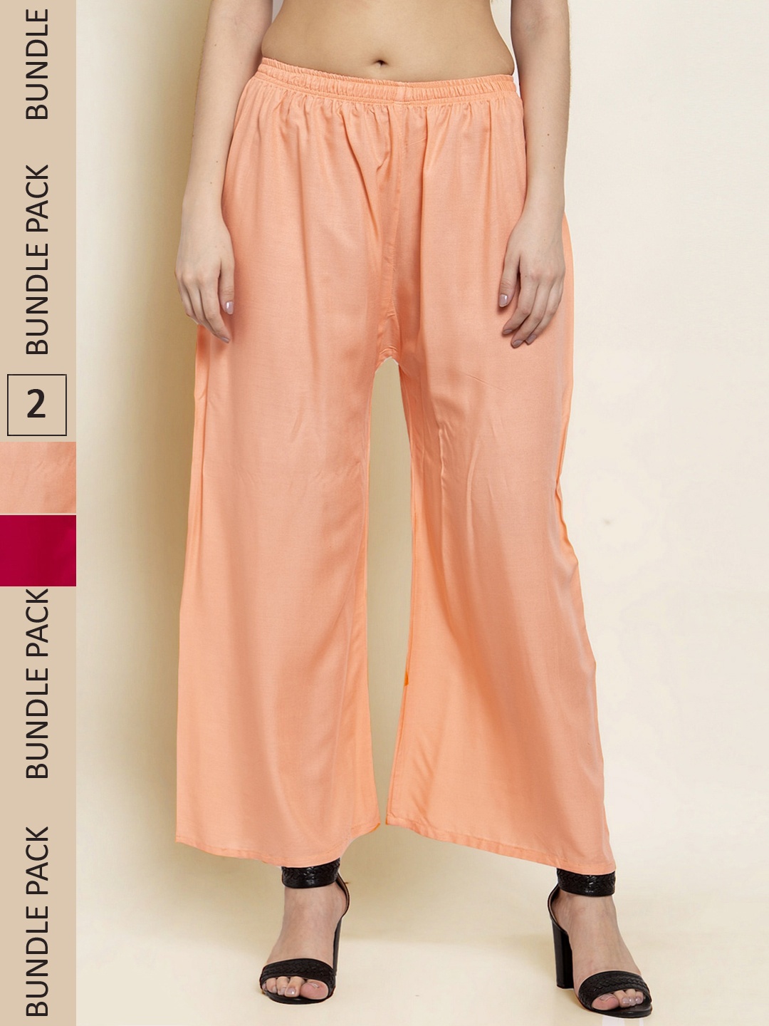 

borse lele Women Pack of 2 Palazzos, Pink