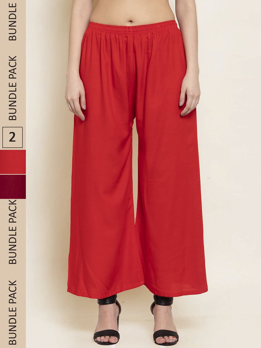 

borse lele Women Pack of 2 Palazzos, Maroon