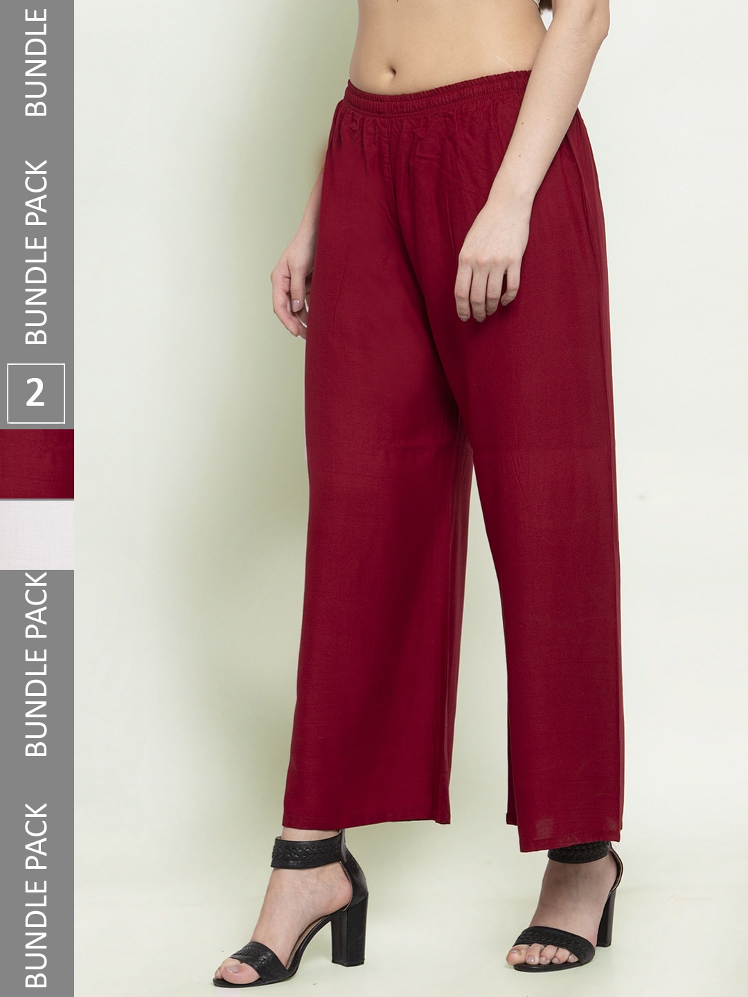 

borse lele Women Pack of 2 Palazzos, Maroon