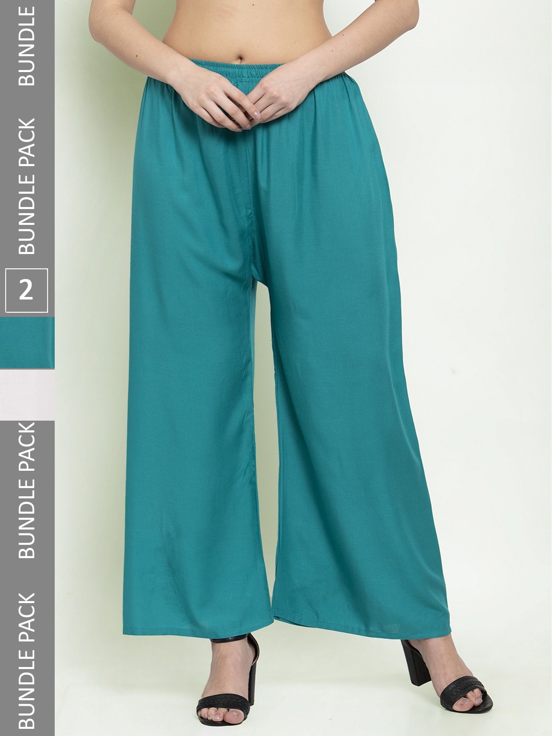 

borse lele Women Pack of 2 Palazzos, Sea green